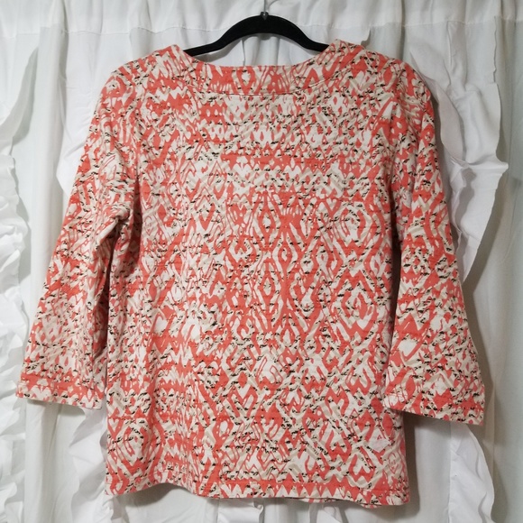 Ruby rd coral and white blouse - Picture 2 of 6